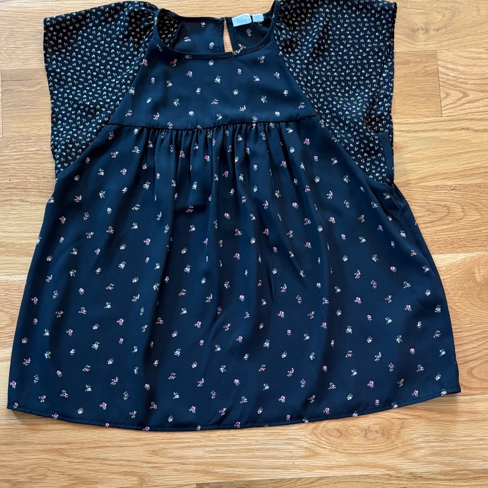 GAP Kids Dark Blue Dress with Pink Floral Accents